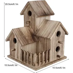 3 fori di casa uccello camera Pet forniture decorazione per scoiattolo piccolo giardino uccello scatola di nidificazione esterno in legno birdhouse