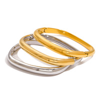 Fine femmes 18K plaqué or boucle minimaliste carré Antique à la mode étanche bijoux bracelets en acier inoxydable Bracelets