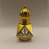 Flacon d'huile essentielle de parfum de 12 ml de style luxe du Moyen-Orient, forme unique, en verre électroplaqué, fabricant de flacons Atar