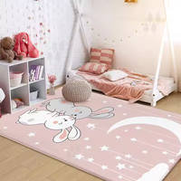 Tapis de sol en mousse pour chambre à coucher et chevet, en peluche, motif animal rose, dessin animé