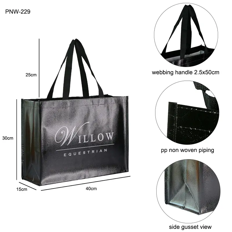 Eco friendly laminated pp non woven reusable customized shopping bag with logo print
