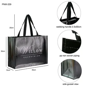 Eco friendly laminato pp non tessuto riutilizzabile personalizzato shopping bag con il marchio di stampa