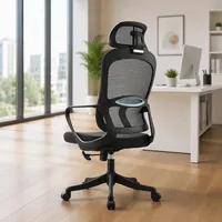 Chaise de bureau ergonomique en maille bleue avec appui-tête, support lombaire, roulettes à cinq étoiles, pivotante, idéale pour le bureau à domicile – Meilleur rapport qualité-prix