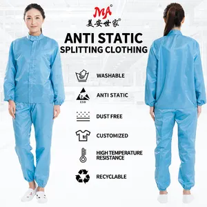 उच्च गुणवत्ता वाले क्लीनरूम में प्रयुक्त एंटी-स्टैटिक सुरक्षा सूट ईएसडी स्मॉक डस्टप्रूफ वर्कवियर ईएसडी एंटीस्टेटिक कपड़े जैकेट