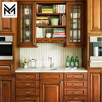Guangzhou armoires de cuisine modulaires en bois massif meubles en bois Double couleur laque classique en bois massif armoires de cuisine Design