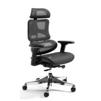 Chaise de bureau ergonomique à dossier haut en maille, appui-tête réglable, accoudoirs 3D, 145 °   Chaise de bureau pivotante inclinable
