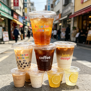 แก้วพลาสติกใสแบบกำหนดเองพิมพ์ลายได้ ขนาด 8oz 9oz 10oz 12oz 20oz 24oz 16oz สำหรับงานปาร์ตี้ บาร์กาแฟ  พร้อมโลโก้แบรนด์ - Product Image 1