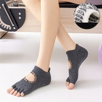 Chaussettes cinq doigts personnalisées en coton à dos ouvert, antidérapantes avec semelle adhérente, pour la gym, la danse, le saut, le Pilates et le yoga, pour femmes
