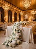 Chemin de table artificiel haut de gamme moderne de qualité supérieure, violet et orange, avec roses et œillets, pour la décoration de table de mariage et de fête