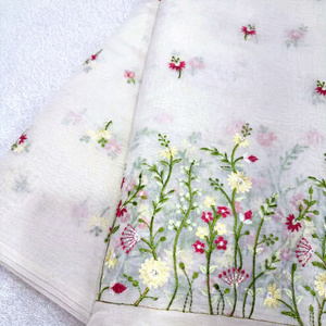 Luxury Malty Embroidered <b>Fabric</b> Breathable Polyester Mesh Lace Floral Pattern <b>Fabric</b> for Wedding Gown Party Dress Materia - Product Image 1