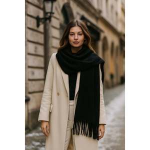 Sciarpa Invernale Lunga Nera Luminos Butik con Nappe Spesse, Morbida e Strutturata per Climi Freddi - sal1257 - Product Image 3