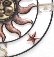 Nouvelle conception d'art mural contemporain en métal représentant le soleil, la lune et les étoiles, taille personnalisable, décoration murale pour l'intérieur et l'extérieur