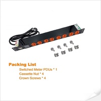 Nouvel aluminium argenté. Boîtier d'alimentation pour écran OLED, unité de distribution d'alimentation 19'' 1u, multiprise PDU, protection contre les surtensions, 8 prises Nema 5-20r