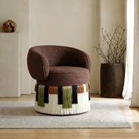 Fauteuil moderne en velours avec franges à pompons, design Art Déco, pivotant, pour chambre et salon, mobilier de luxe, chaise de détente