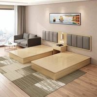 Ensemble de chambre à coucher en bois massif au design moderne, finition haute brillance, avec cadre de lit King, double et simple, pour hôtels et espaces de détente