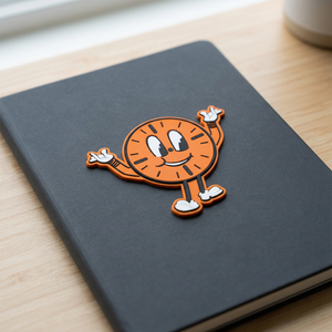 Cartoon Orange Clock Design Round Plastic Coaster <b>Mats</b> Non-Slip Table Pads - Product Image 4