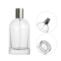 Flacon de parfum vide en verre épais de 50 ml avec base robuste et capuchon métallique, atomiseur pulvérisateur, logo personnalisé pour marque, parfum, cosmétique, vente en gros