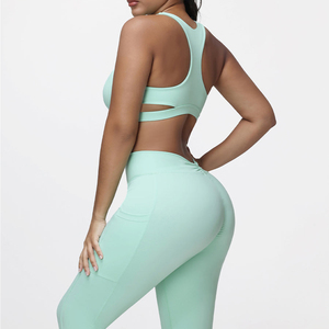 Ensemble soutien-gorge de sport et leggings pour femmes, style tendance, faible MOQ, vente directe d'usine, ensemble de yoga fitness pour femmes, best-seller - Product Image 6