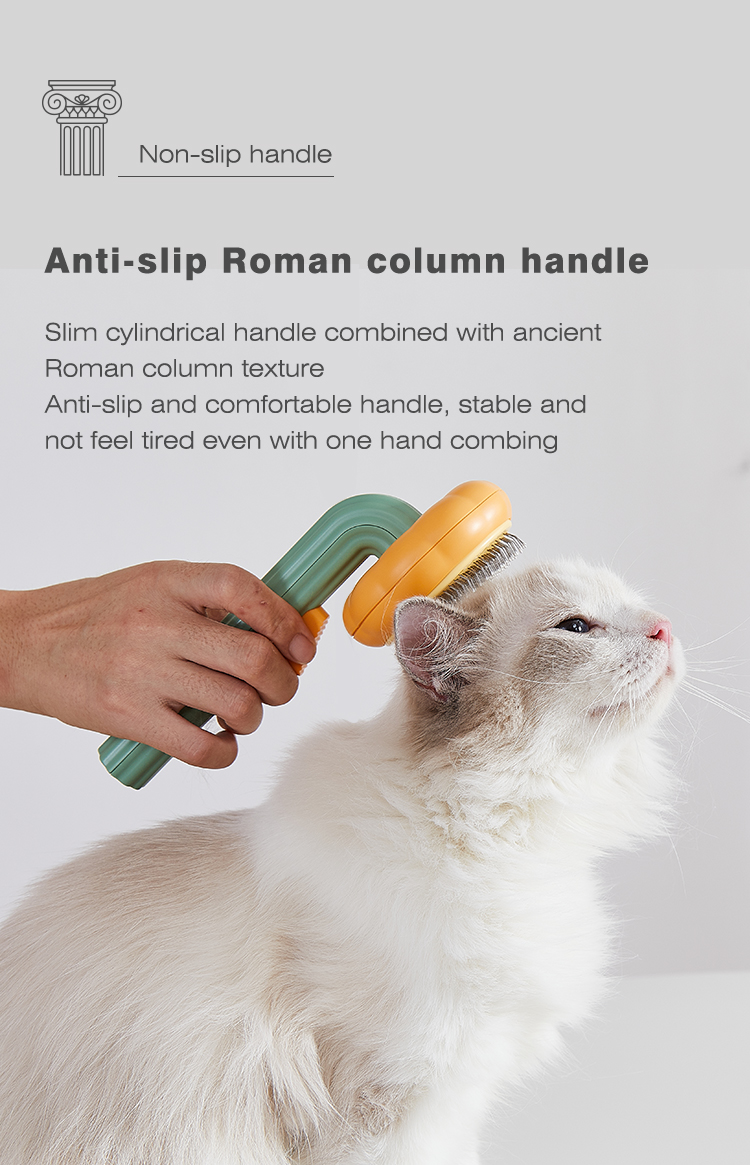 Self Cleaning Brush Pet Grooming Tool Pumpkin Cat Hair Teeth Comb