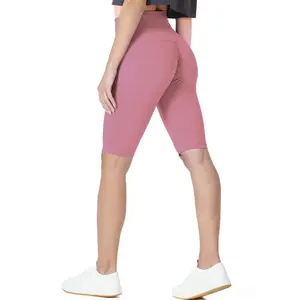 กางเกงขาสั้นทรงสปอร์ตเอวสูงสำหรับผู้หญิง สีชมพู ผลิตจากโพลีเอไมด์ 75% และอีลาสเทน 25% ด้วยผ้าที่มีความยืดหยุ่นสูง - Product Image 1