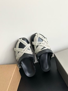 Black Open Toe <b>Slides</b> With Beige Straps Casual Summer Sandals Breathable EVA Sole <b>Slip</b>-On Design - Product Image 5