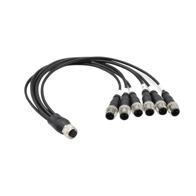 Waterproof M12 Connector 12 Pin a Code 1 Female to 6 Male 2 Pin Wire Cable Male Female Plug Welding Cable Connector