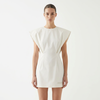 ZYHT 75310 Robe courte d'été décontractée en lin et coton, sans manches, col rond, couleur blanche unie, avec étiquette personnalisée pour femmes