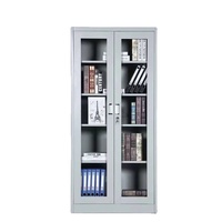 Armoire de classement commerciale pour bureau de direction scolaire avec vitrine, armoire à deux portes en métal pour rangement de dossiers