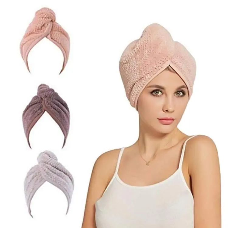 Tùy Chỉnh Cá Nhân SPA Phụ Nữ Siêu Thấm Nhanh Khô Mềm Ma Thuật Khăn Turban Với Nút Twist Bọc Sợi Nhỏ Tóc Khăn