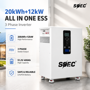 Unidad de Almacenamiento de Energía Solar de 20 kWh y 12 kW Todo en Uno, Batería de 51.2 V y 400 Ah con BMS Inteligente, Salida Trifásica Estable - Product Image 1