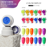 Vendeeni 3d gel de sculpture pour l'art des ongles 12 couleurs sculpté gel ongles ensemble dans la sculpture pot fleurs conception marque privée usine oem