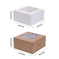 Boîtes à gâteaux jetables blanches de 4*4*2,5 pouces pour cupcakes, muffins, mousses, biscuits, flocons de neige, boîtes à gâteaux avec fenêtre, qualité alimentaire