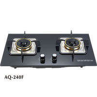 Prix de gros 2 plaques de cuisson à gaz à double brûleur OEM, cuisinières encastrables en verre trempé