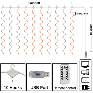 3M USB 9.8ft RGB Multicolor LED Window Curtain Lights <b>Smart</b> String Fairy Christmas <b>Home</b> Party <b>Decoration</b> for Weddings Outdoor - Product Image 6