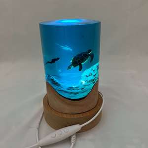 Hot Bán Handmade Epoxy Nhựa Gỗ Ánh Sáng Ban Đêm Biển Sâu Diver LED Thay Đổi Độ Sáng Có Thể Điều Chỉnh Nhiệt Độ Màu Máy Tính Để Bàn Trang Trí Đèn - Product Image 3