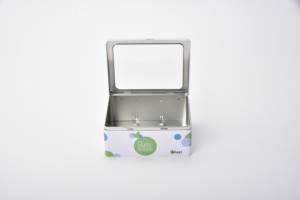 Fenêtre de bonbon en métal recyclé personnalisé Boîte en fer blanc Conteneur cadeau rectangulaire avec séparateur intérieur en plastique Impression de logo personnalisé - Product Image 4