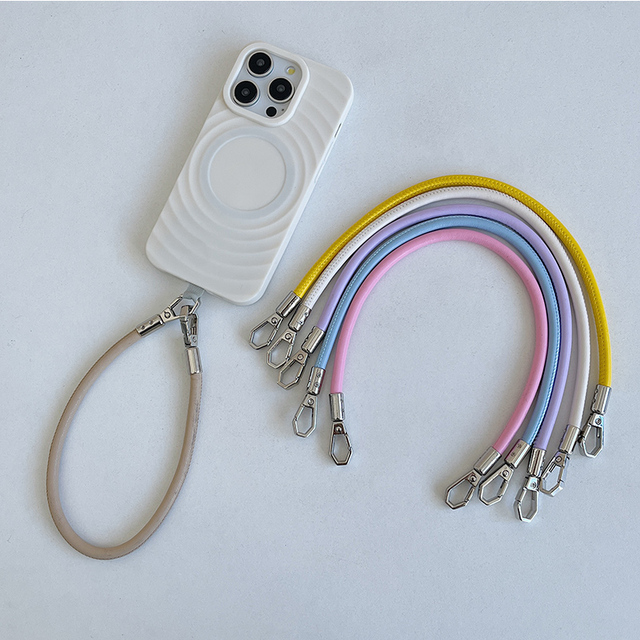 Korean Fashion Marble Design PU Leather Mobile Phone Lanyard Strap Durable Polyester Cell Phone Chain Decorative Accessory