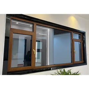 法国窗铝窗双层玻璃平开窗木纹窗定制尺寸