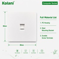 Prise murale pour ordinateur Kolani, norme britannique, mate, résistante aux UV, blanche, Cat6, port unique, ignifuge, sortie de données haute vitesse