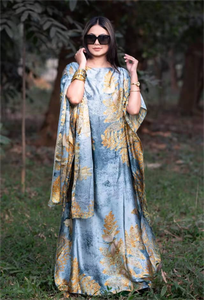 Fashion Casual Headscarf Abaya Arabic Caftan Africa <strong>Kaftan</strong> for Women Plus Size Silky Gown Suit - Product Image 4
