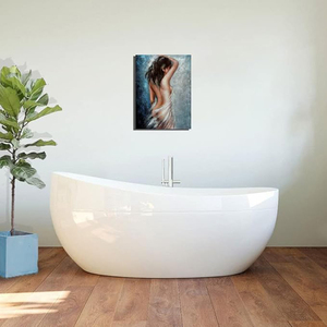 Đương đại đóng khung sơn dầu hiện đại trừu tượng nữ nghệ thuật vải in màu đen trắng màu xanh hoa tường trang trí cho phòng ngủ cô gái - Product Image 4