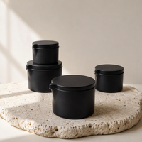 Pot à bougie en métal vide de 1 oz, 2 oz, 4 oz, 6 oz, noir, argent, contenant pour usine de bougies, logo personnalisé, forme ronde, boîte en étain