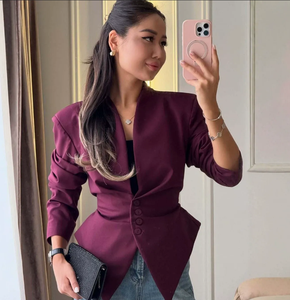 Blazer asymétrique amincissant tendance pour <span class=keywords><strong>femme</strong></span>, manteau élégant à manches longues, vêtement d'extérieur sophistiqué et raffiné pour le quotidien et le travail - Product Image 4