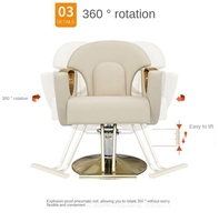 Salon portatif en or inclinable moderne de luxe professionnel chaise de barbier noire dorée classique chaise de coiffure