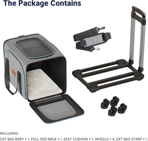 Mèo tàu sân bay với bánh xe dây thép khung ổn định vật nuôi xe đẩy Túi Túi vật nuôi túi xe đẩy Túi xách tay xe du lịch xe buýt tàu điện ngầm - Product Image 5