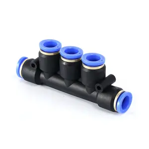 SNS SPW Series push in connect triple branch union plastic air hose pu tube connector manifold union pneumatic 5 way fitting
