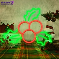 Enseigne néon LED de Noël en forme de houx, veilleuse néon en acrylique pour chambre, salle à manger, bar, hôtel et fête, décoration murale arbre de Noël