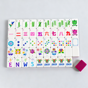 <span class=keywords><strong>Set</strong></span> di <span class=keywords><strong>Mahjong</strong></span> americano a 4 strati, piastrelle in acrilico rosso rosa con carte 160, <span class=keywords><strong>Set</strong></span> di giochi eleganti di lusso per adulti e regalo - Product Image 2