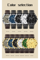 Montre à quartz pour homme Poedagar 689, cadran gris, bracelet en cuir marron, décontractée, pour affaires, étanche, avec date