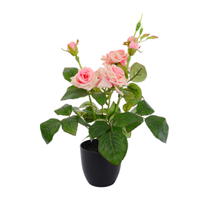 Yaratıcı Ev Peyzaj Dekorasyonu Gerçekçi El Yapımı Polyester Kırmızı Pembe Beyaz Gül Saksısı Yeşil Bitkiler İç Mekan Dış Mekan Yapay Çiçek - Product Image 3